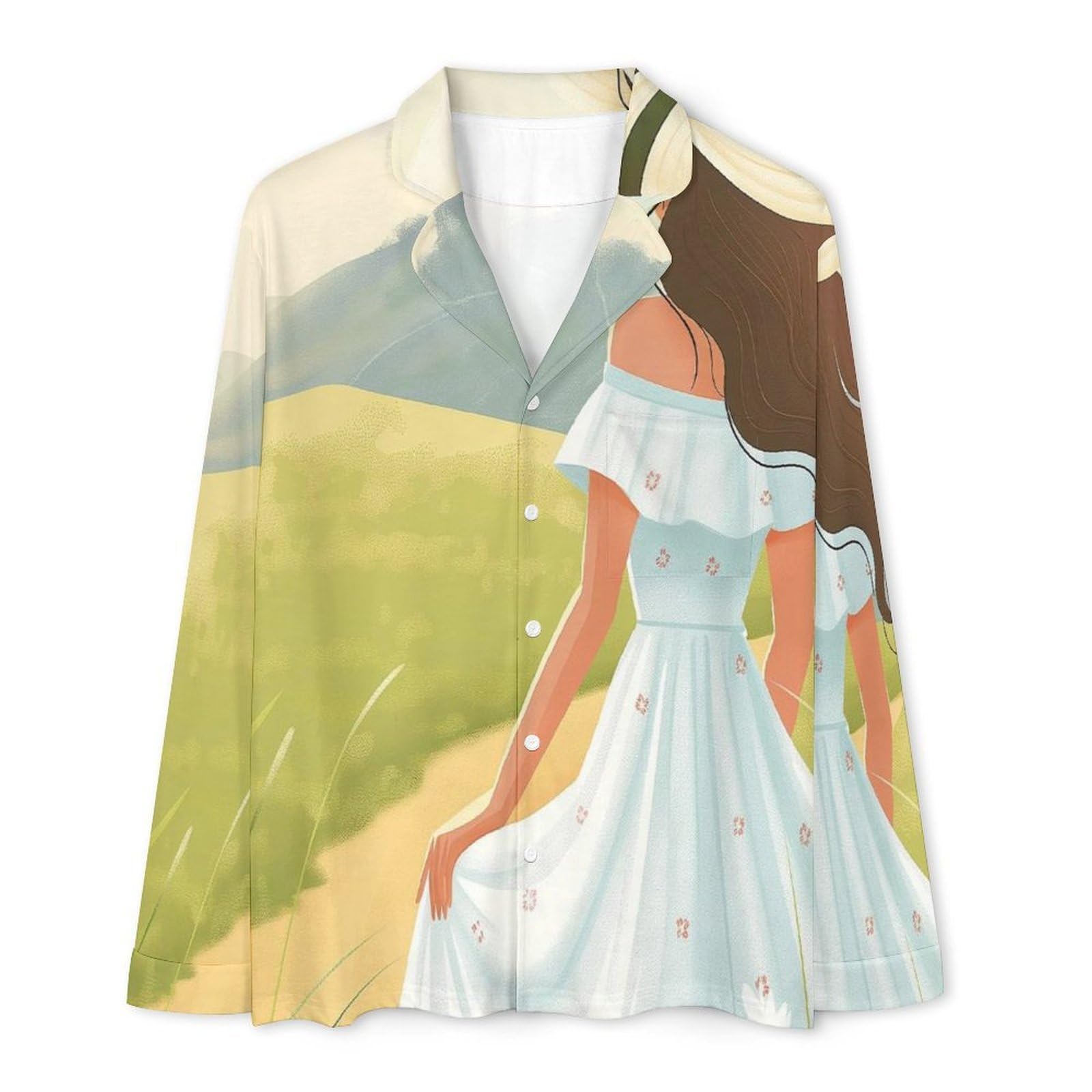 Completo Pigiama da Uomo - Vista Posteriore della Ragazza Pigiami da Uomo Abbigliamento da Casa Top A Maniche Lunghe E Pantaloni Lunghi Completi da Notte per Autunno E Inverno