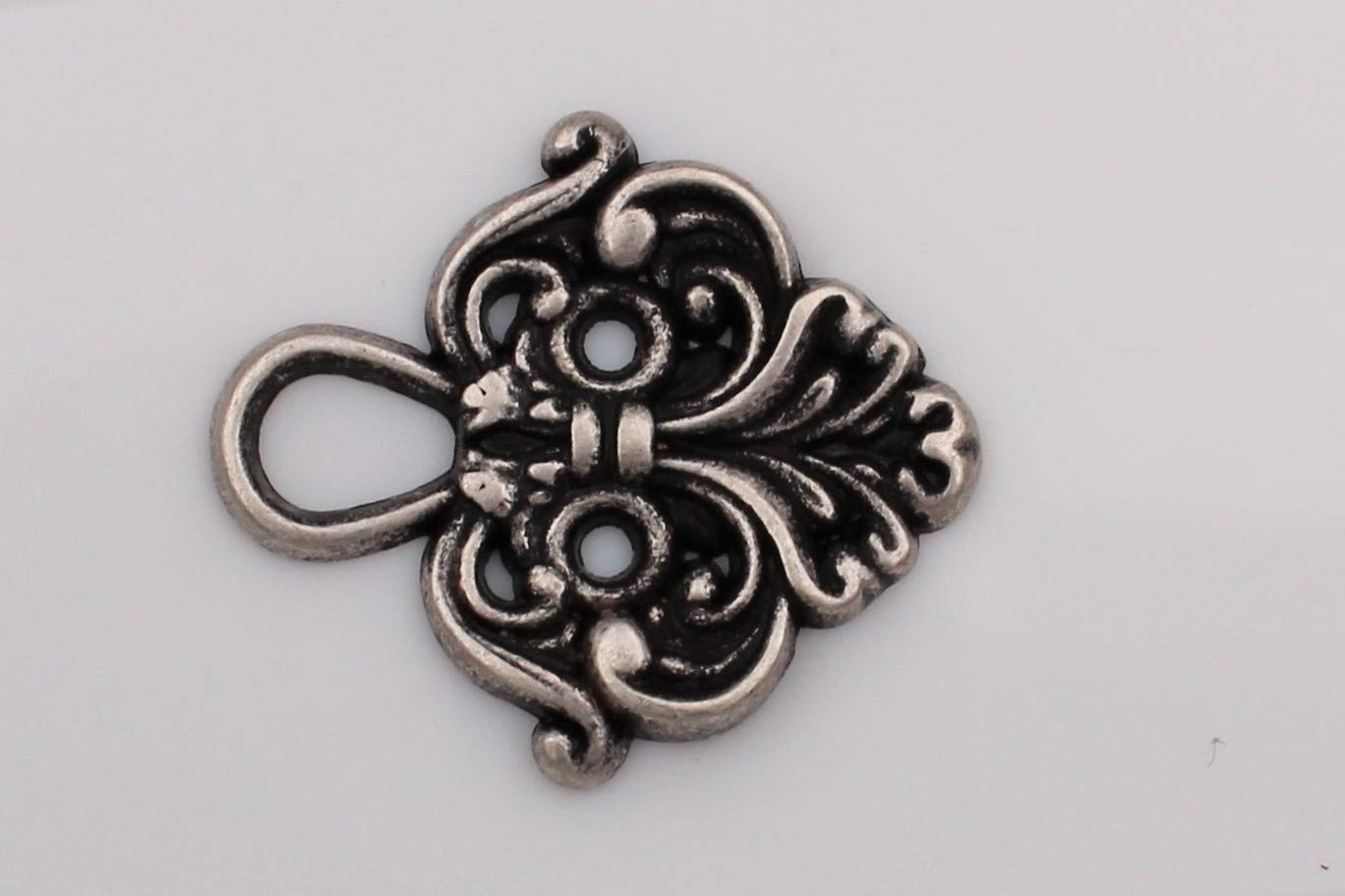 Hartmann-Knöpfe 4 stuks (2 paar) mooie korsethaken korsetogen voor dirndl-lijfje coursage zilver antiek van metaal, om aan te naaien, 22 x 20 mm