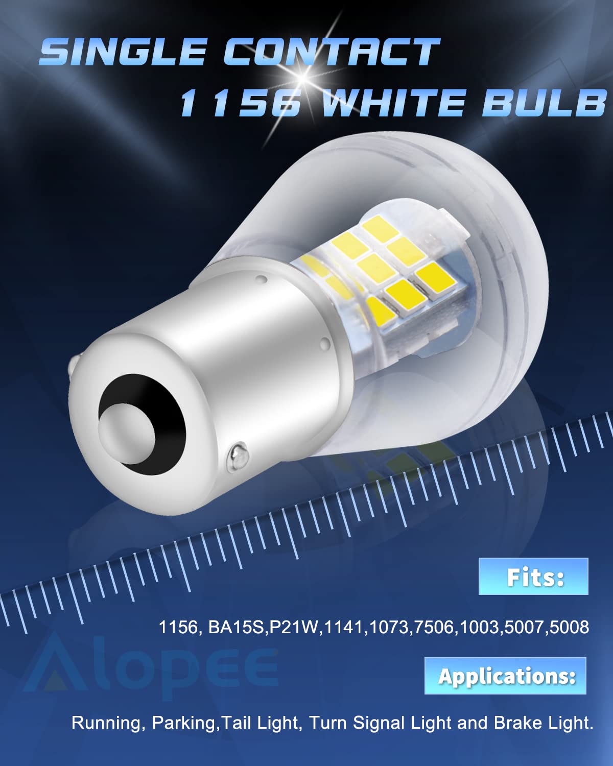 Alopee 2PCS 1156 BA15S P21W LED Bulbs Bright White 2835 33 SMD 12-24V-DC for Interior RV Camper Tail Back Up Reverse Bulbs Day Running Light(White)