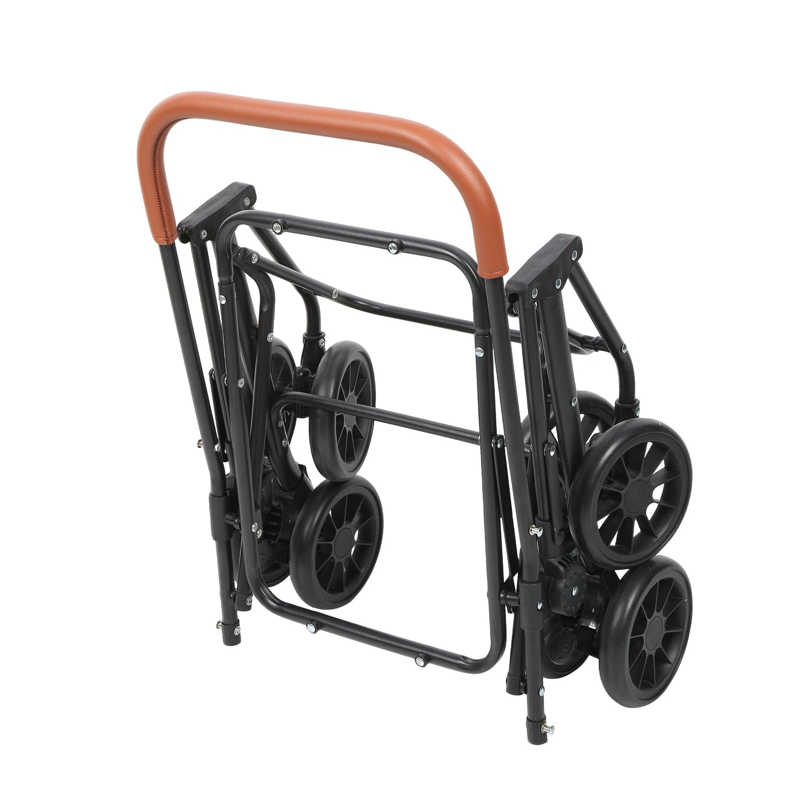 Faltbarer Transportwagen für zwei Tiere bis zu 15 kg pro Tier Transportbox Transporttasche Hundekäfig 4 stoßdämpfende Räder (Braun)