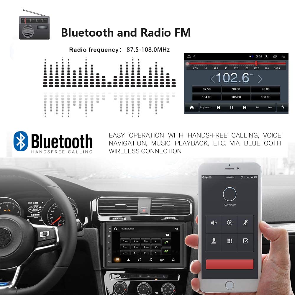 Hodozzy Double Din Android Car Stereo Radio with Bluetooth GPS 7 Inch