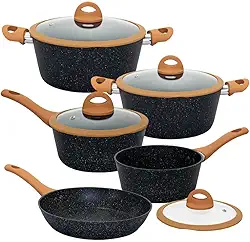 Jogo de Panelas de Indução Antiaderente Cerâmica Viena Preto 5 Peças - Casambiente