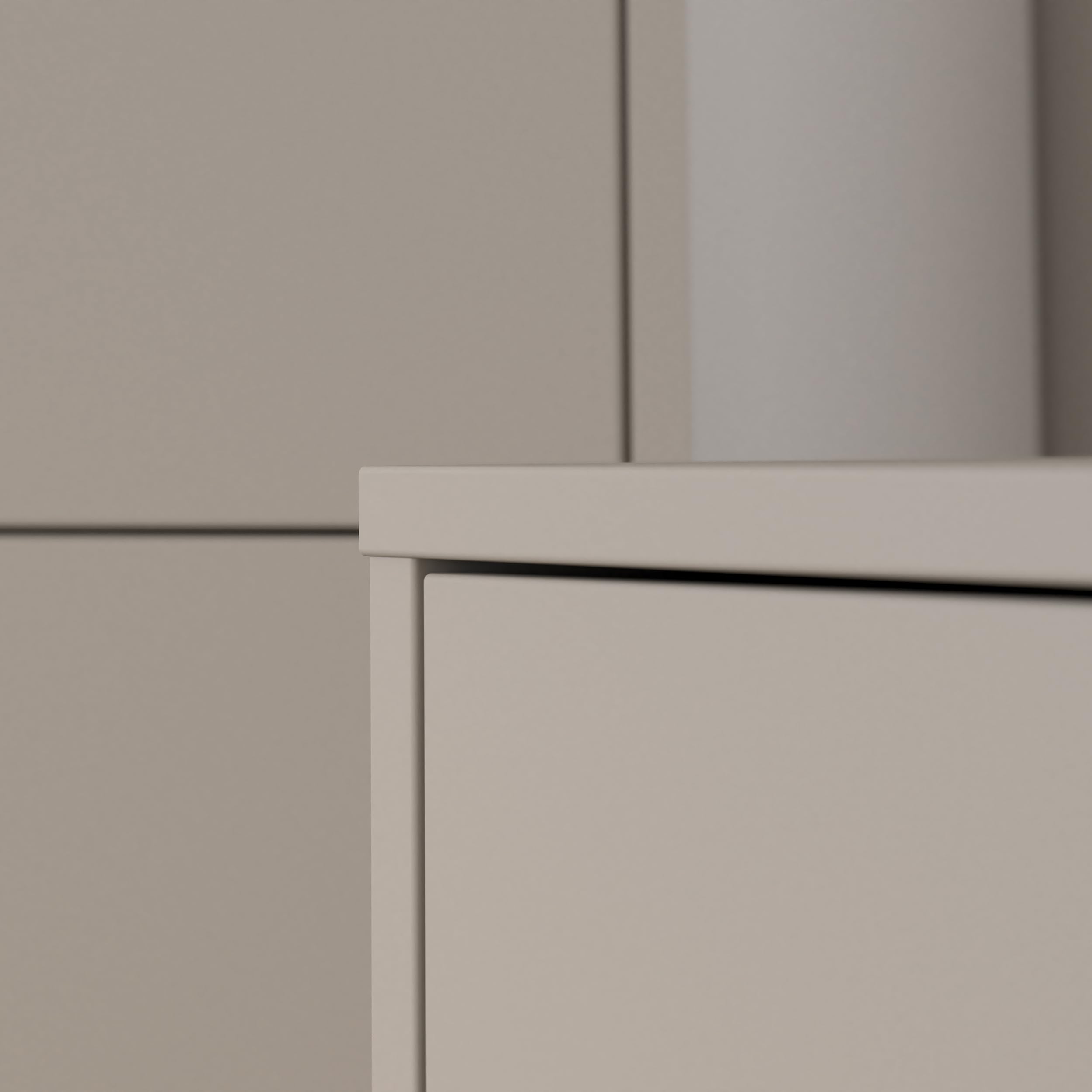 Forte Alice Springs Hochschrank 50, modern-minimalistisch, 2-türig, Wohn-/Esszimmer, Holzwerkstoff, Kaschmir Beige, 49,8 cm breit x 214,3 cm hoch x 34,9 cm tief