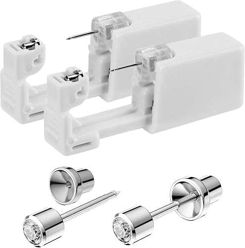 SugarTang Kit de pistola de perforación de oreja  Kit desechable de perforación de oreja fabricado en acero inoxidable quirúrgico 316L con circonita