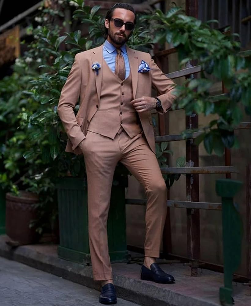 Amazon.com: Men's 3-Piece Suit Casual Slim Fit Vintage Suits