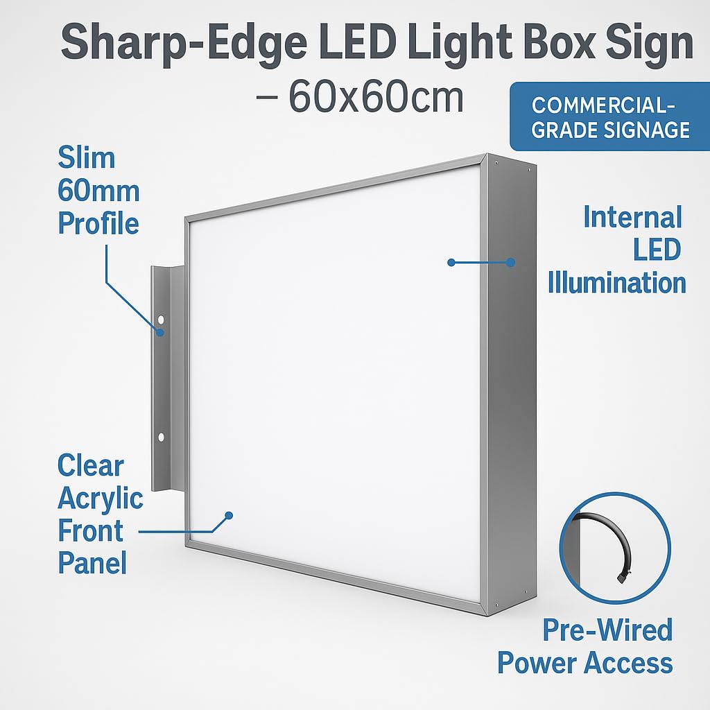 Panneau Lumineux LED Double Face 60x60cm - Étanche, Personnalisable Pour Vitrine & Enseigne