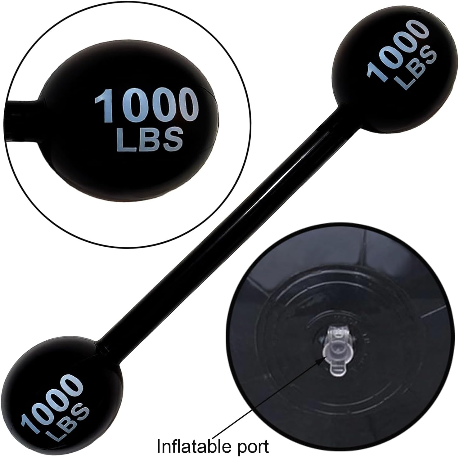 Inflatable Dumbbell Photo Booth Prop, Black, Polyvinyl Chloride, Inflatable Dumbbell, DECORATIVE CUTOUT, Parties & Events