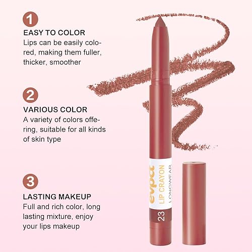 Miniatura 125 de evpct Juego de 3 lápices y lápices labiales mate de color rosa natural claro, lápiz y lápiz labial, juego de lápiz labial y delineador de labios a