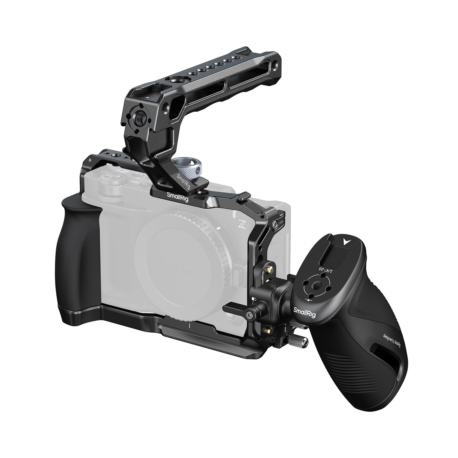 SmallRig ZR Camera Cage Kit for Nikon ZR, Full Cage with Rotatable NATO Rail Side Handle, Top Handle for ARRI and Cable Clamp for HDMI, Built-in Cold Shoe and Quick-Release Plate for Arca - 5468