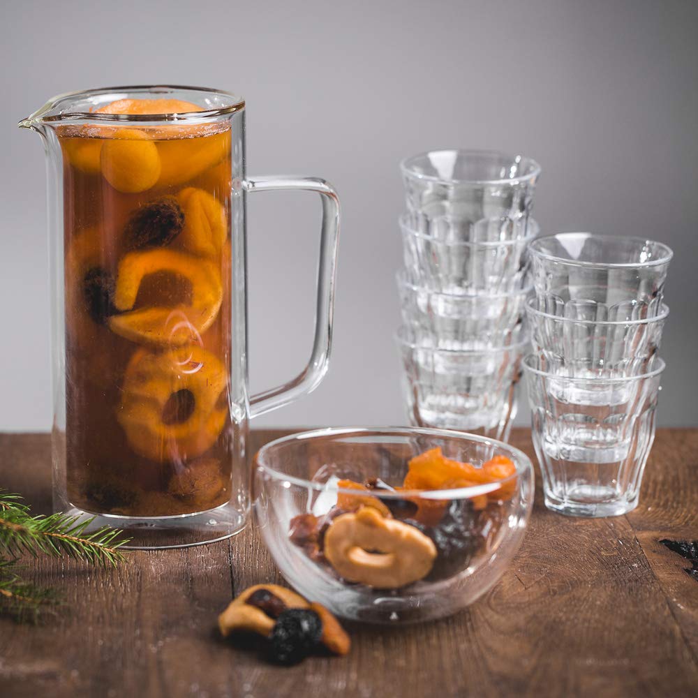 Kadum Dubbelwandige Turkse theeglazen | Set van 6 thermoglazen met handvat en schotel | 80 ml thermokopjes in geschenkdoos | hittebestendig Çay glas | vaatwasmachinebestendig Kadum Dubbelwandige Turkse theeglazen | Set van 6 thermoglazen met handvat en schotel | 80 ml thermokopjes in geschenkdoos | hittebestendig Çay glas | vaatwasmachinebestendig