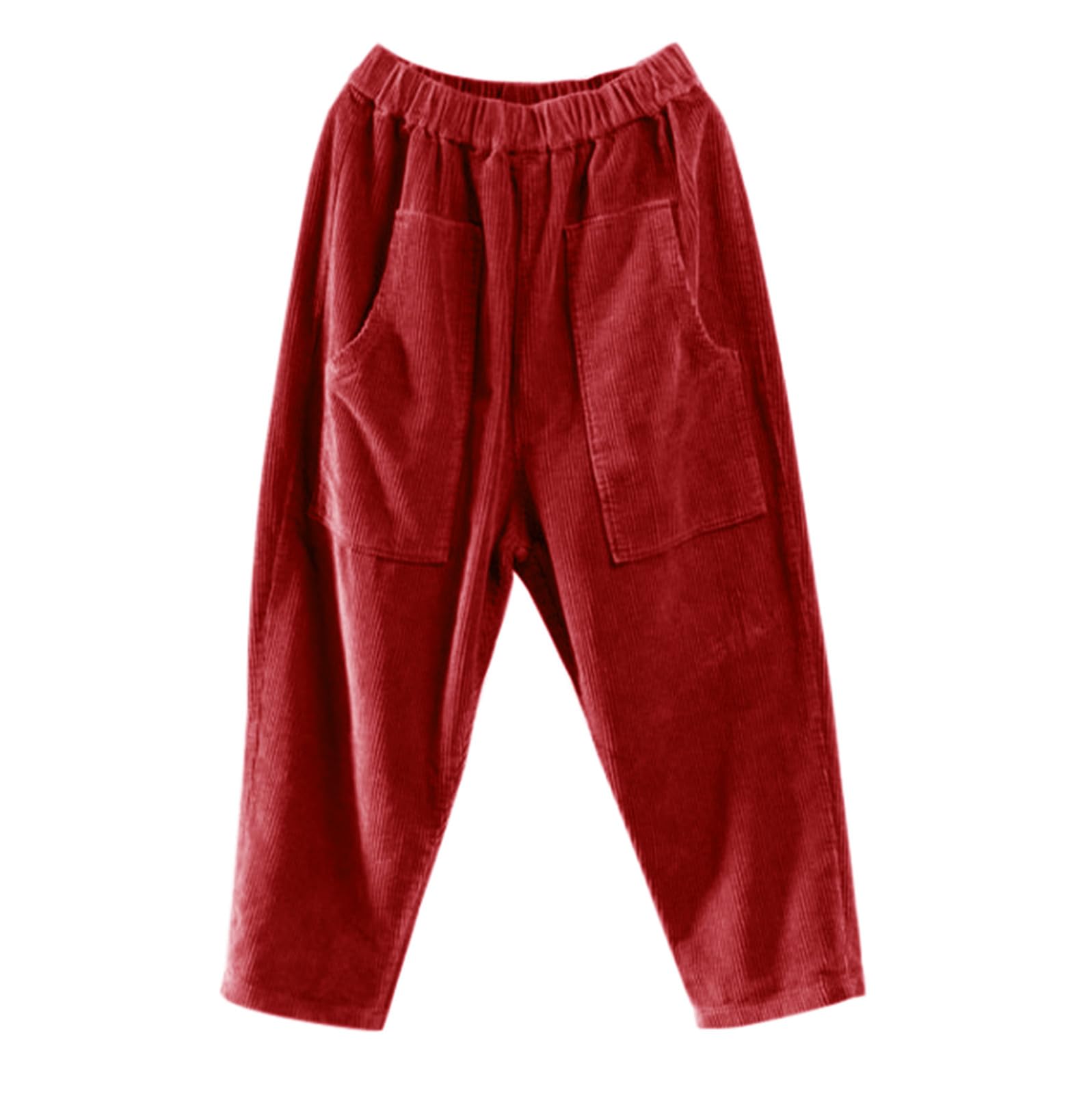 Weite Winterhose Damen Cord, Freizeithose Bequeme Tapered Fit Cordhose