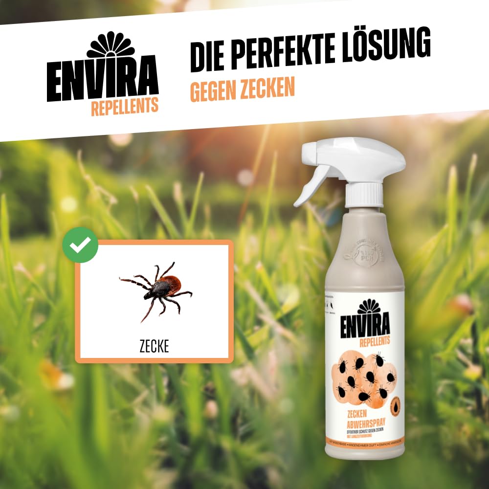Envira Zecken Abwehrspray 2x 5 Liter - Effektiver Zeckenschutz - Spray mit Langzeitwirkung zum Zecken fernhalten - Mittel gegen Zecken in der Wohnung - Effektives Zeckenmittel