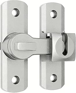 Innovatives Türriegel Silber 90/180 Grad Universal, Schiebetür Schloss zum Kleben oder Bohren, Stabiler Fensterriegel für Badezimmer Schlafzimmer, Verriegelung Innen für Schiebetür Holz und Metall