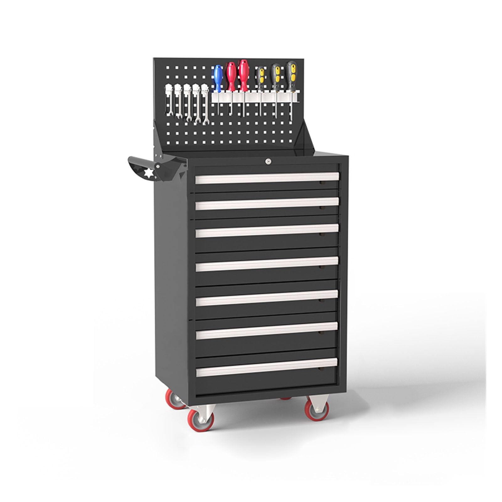 7 Drawer Rolling Tool Chest, Multifunctional Toolbox with Wheels, Organizer Box for Garage, Warehouse, Workshop, Repair Shop Storage and Toolbox(Black)