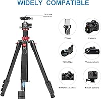 Vista 5 de Trípode para cámara, trípodes y monopies Cavix de 62.2 pulgadas, soporte de trípode para cámara DSLR, monopie desmontable, trípode de viaje plegable