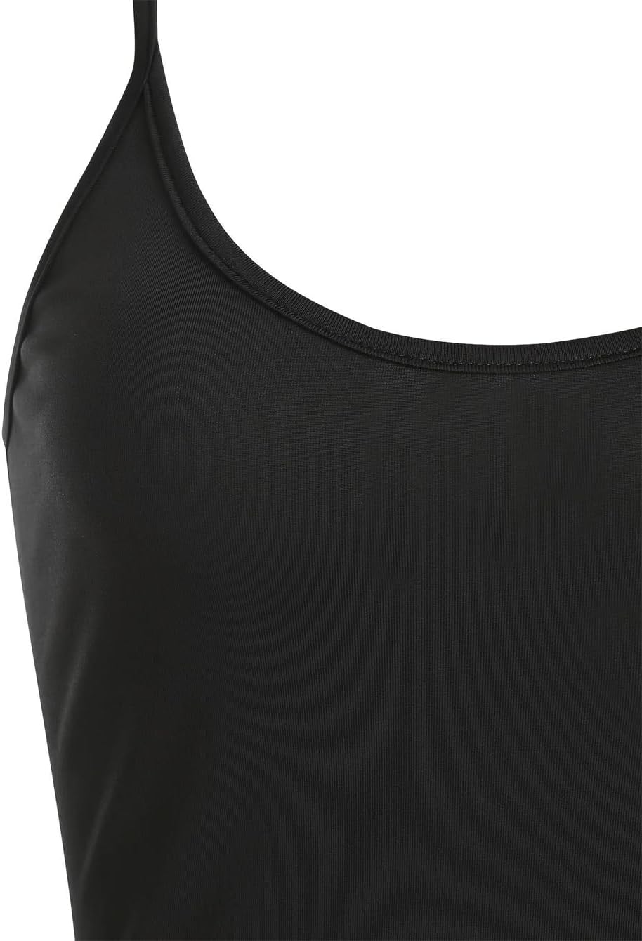 Women's Adjustable Thin Shoulder Dress Solid Color Spaghetti Straps Custom Fit Slip Dress