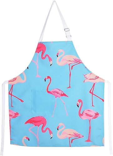 Love Potato Delantales de chef de cocina para hombres y mujeres, delantal unisex con bolsillo para cocinar, hornear, jardinería, flamenco (azul