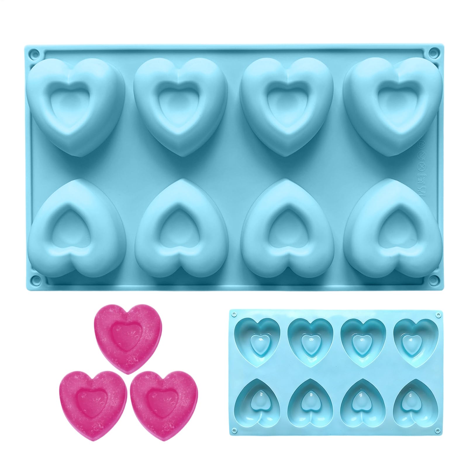 Heart Chocolate Mold - 8-Cavity Silicone Cake Pan | Baking Mold - for Holiday Cake Decorating Candy Making Party Treats Resin Art Craft Kitchen Valentine's Day