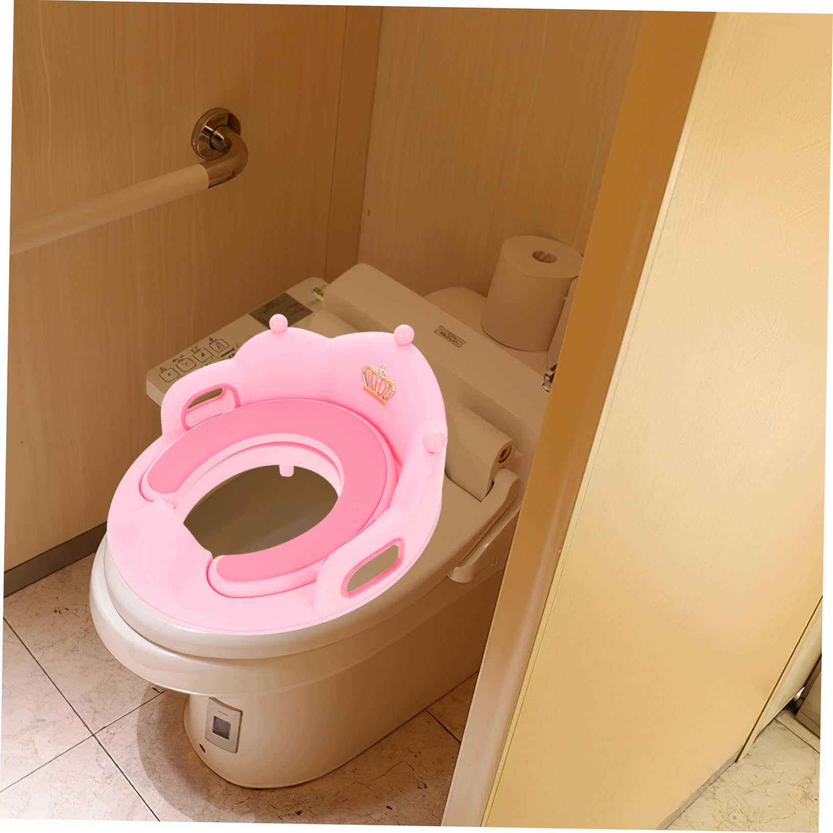 Töpfchen Trainingssitz Rosa mit Abnehmbarem Weichem Kissen | Griff und Rückenlehne, Pp Ausführung, Rutschfestes Design, Leicht zu Reinigen, für Kinder und Mädchen