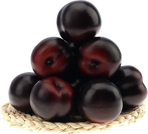 Gresorth 8 piezas de fruta falsa realista de ciruela, decoración de fiesta en el hogar, accesorios de fotografía, modelo de simulación, adorno negro