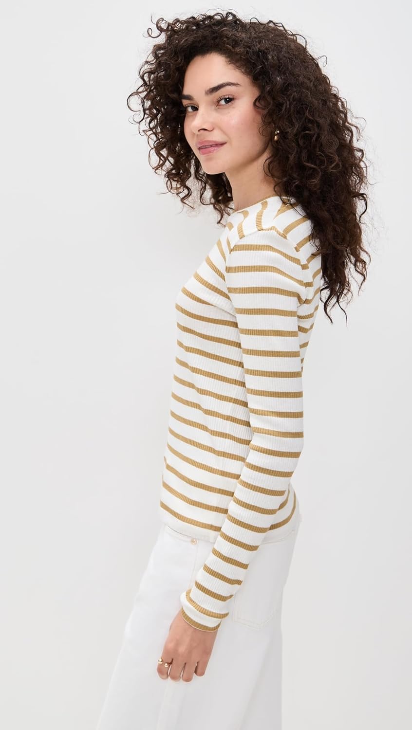 Vince Women's Rib Stripe Long Sleeve Crew Tee - Image 5