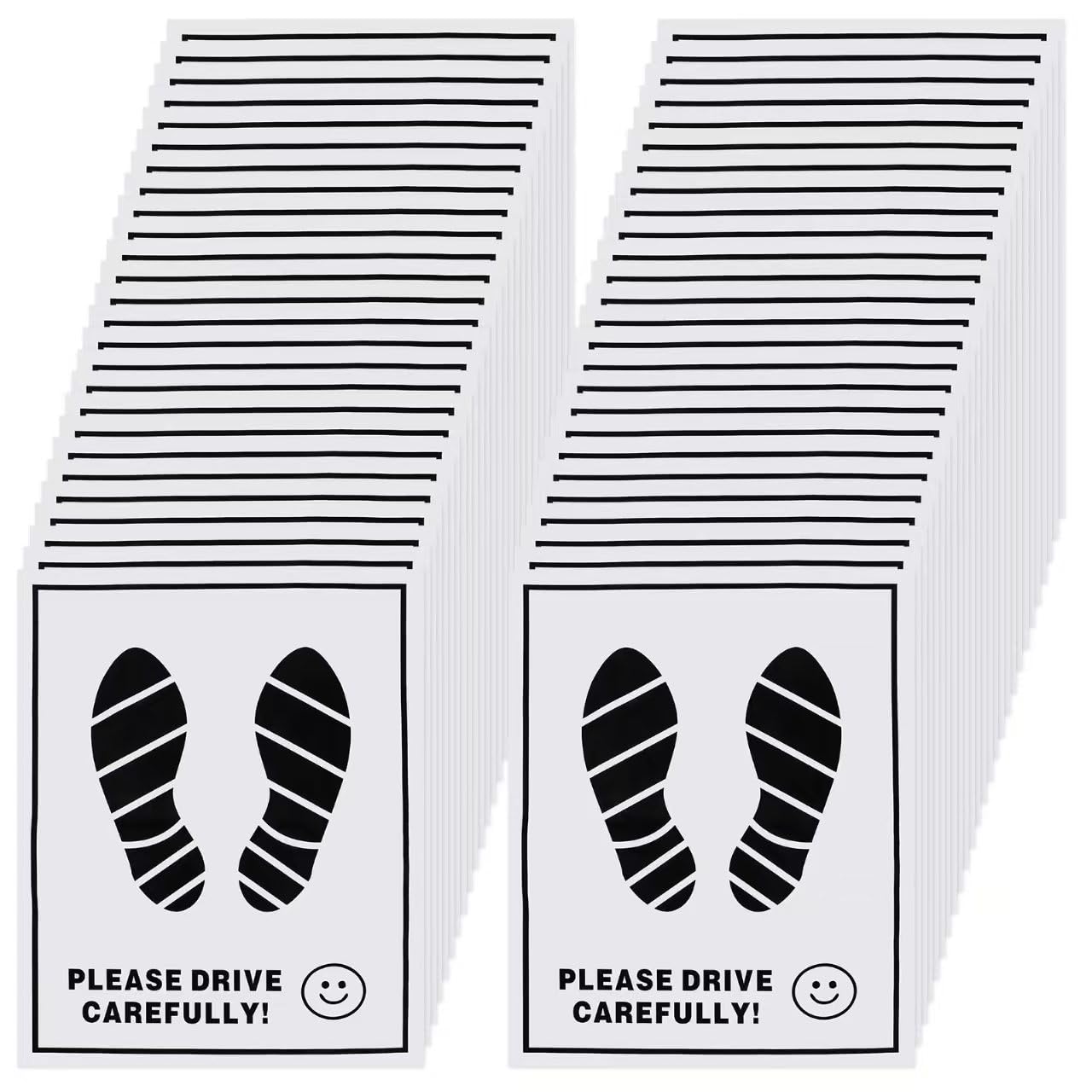 100 Pcs Paper Car Floor Mats - 20x16 Disposable Auto Floor Pads with Footprint Words Bulk White Kraft