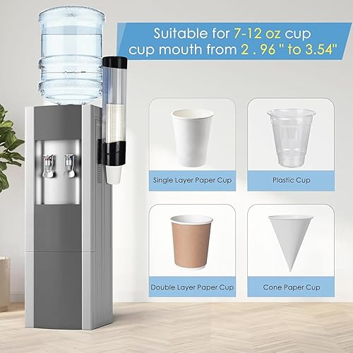 Miniatura 4 de Samhe Dispensador de vasos dispensador de agua, soporte para tazas, removedor automático de papel de 7 onzas  12 onzas, tazas de fondo plano o cono