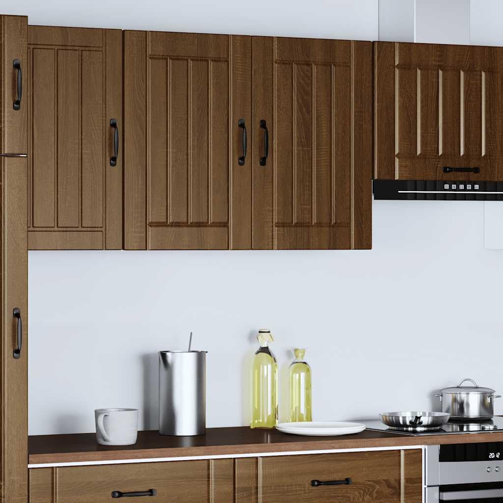 armario de pared de cocina Lucca, aspecto de roble marrón, material de madera, 80 x 31 x 60 cm, montaje en pared, mucho espacio de almacenamiento para porcelana, material duradero, fácil de
