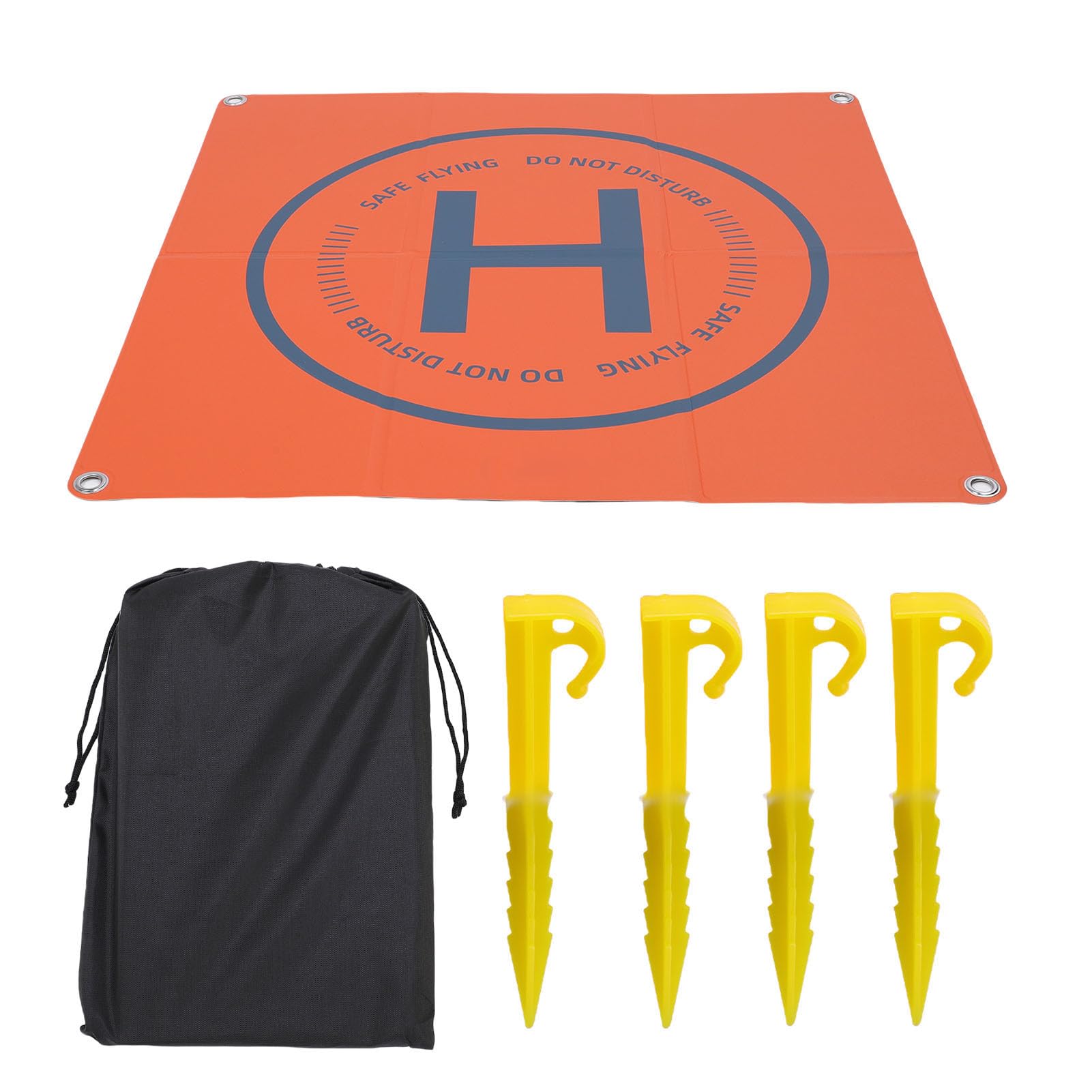 ASHATA Składany Lądowisko dla Drona z dwustronną skórą PU, 25,6 Cala | Waterproof Helipad Fit for 3, Mini 3 Pro, with Ground Nails, for Outdoor Flying