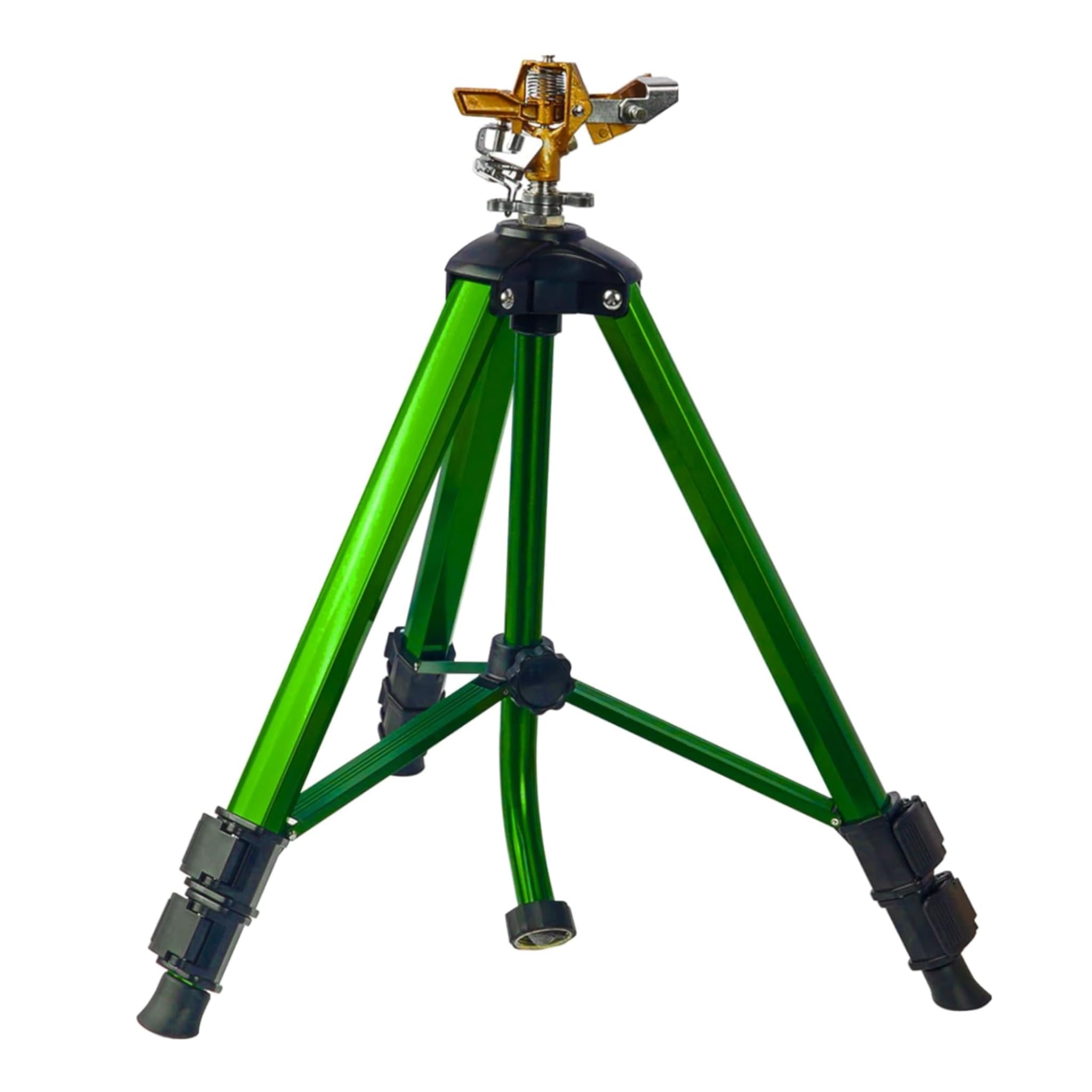 LIULO TOOL Impact Sprinkler on Tripod Base, Tripod Sprinklers with Brass Head, 360 Degree Large Area Irrigation with Extension Legs Flip Locks, Heavy Duty 3/4