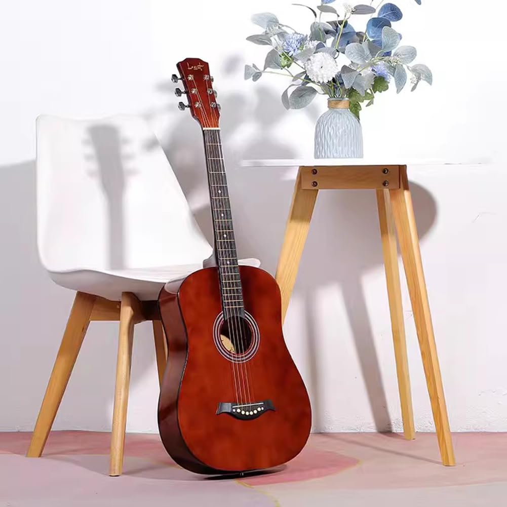 Kit De Guitarra Acústica Para Principiantes, Instrumento De Madera Con Kit Completo De Accesorios, Púas Guitarra Portátil De Viaje,Marrón,40in