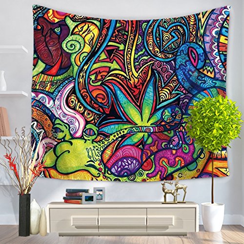 NYDZ Psychédélique Indien Mandala Bohème Tapisserie Coloré Abstrait Trippy Tatouage Style Tenture Murale Décor Jet Plage Couverture pour Chambre Salon Décor (Color : E, Size : 150 * 130 cm)