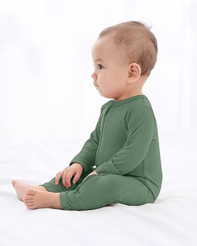 Miniatura 7 de GUISBY Pijama para bebé con puños de manopla, 3 piezas, para niñas y niños, con cremallera de 2 vías, manga larga, rayón