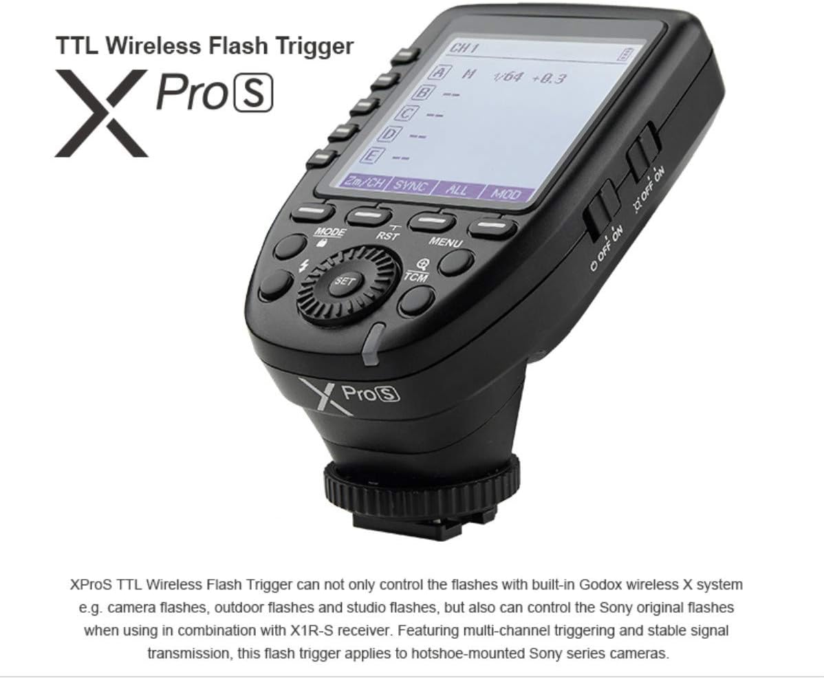 Godox XPro TTL Wireless Trigger,1/8000s High-Speed-Sync,5 Dedicated Group Bottons and 11 Customizable Functions (XPro-S Compatible with Sony)