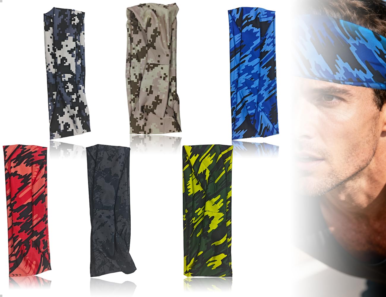 OHYANYAO 6 Stück Sport Stirnband Herren und Damen,Elastizität Schweißband Stirn,Schweißabsorption Atmungsaktives Sport Stirnbänder,für Laufen,Basketball,Fitness