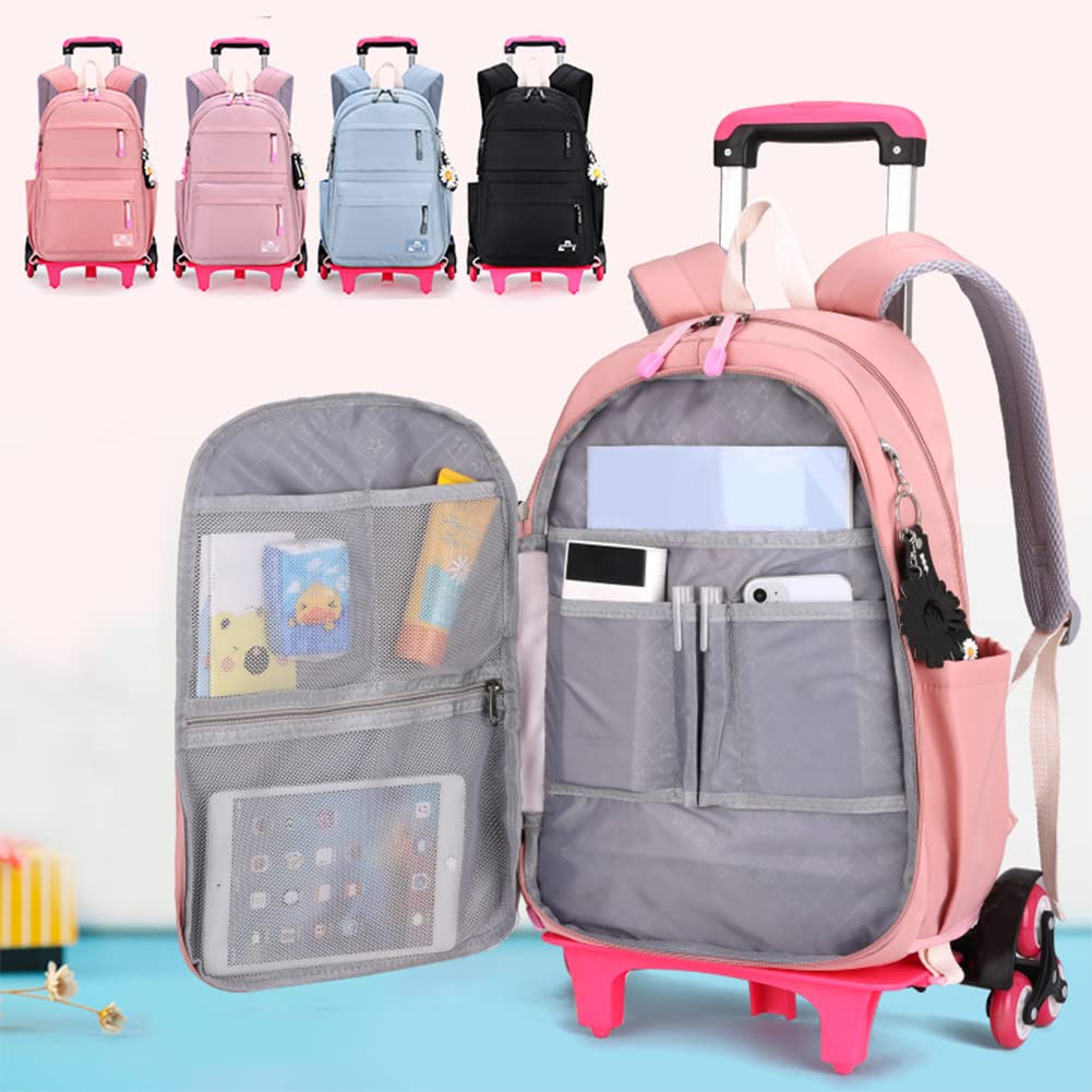 Mochilas Escolares con Ruedas Bolsas Escolares Trolley Mochilas Niñas para Viajes y Escuela, Negro