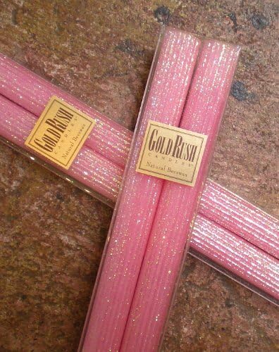Gold Rush 8" Natural Beeswax Glitter Candles, 2 Boxed Sets of Candles (2 Pairs, 4 Candles Total) (Pink Blossom)