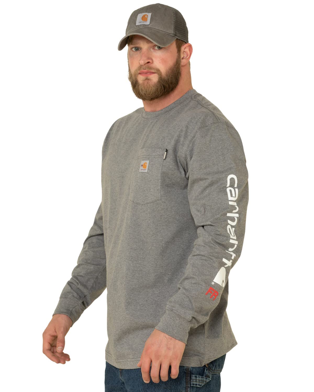 Carhartt Men's Flame Resistant Force Loose Fit Lightweight Long-Sleeve Logo Graphic T-Shirt