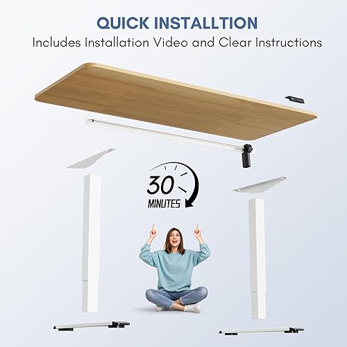 Miniatura 87 de Furmax - Escritorio eléctrico de altura ajustable de pie grande de 63 x 24 pulgadas, escritorio de pie para oficina en casa, alturas prestablecidas