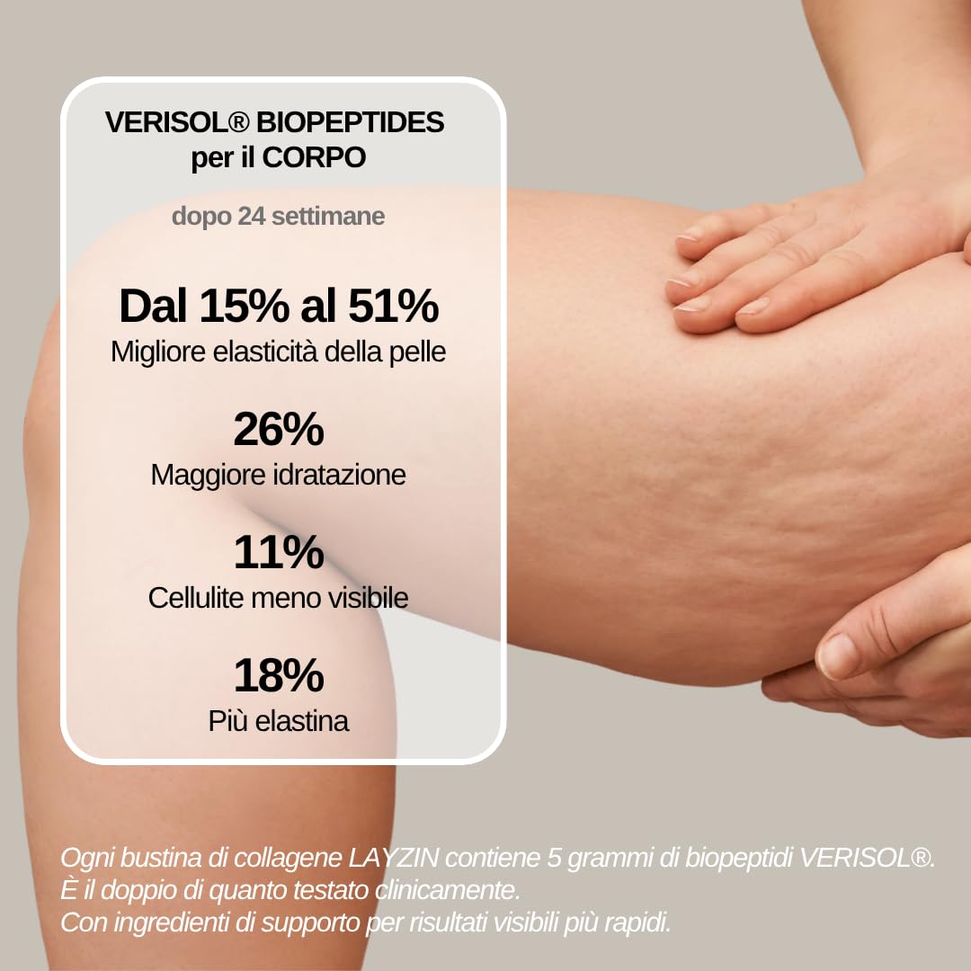 Polvere di Collagene per Donne con Collagene Verisol®, Acido Ialuronico & Vitamina C – Formula Bellezza Anti-Aging per il Ringiovanimento della Pelle e per Capelli & Unghie – 60 Bustine, Unisex