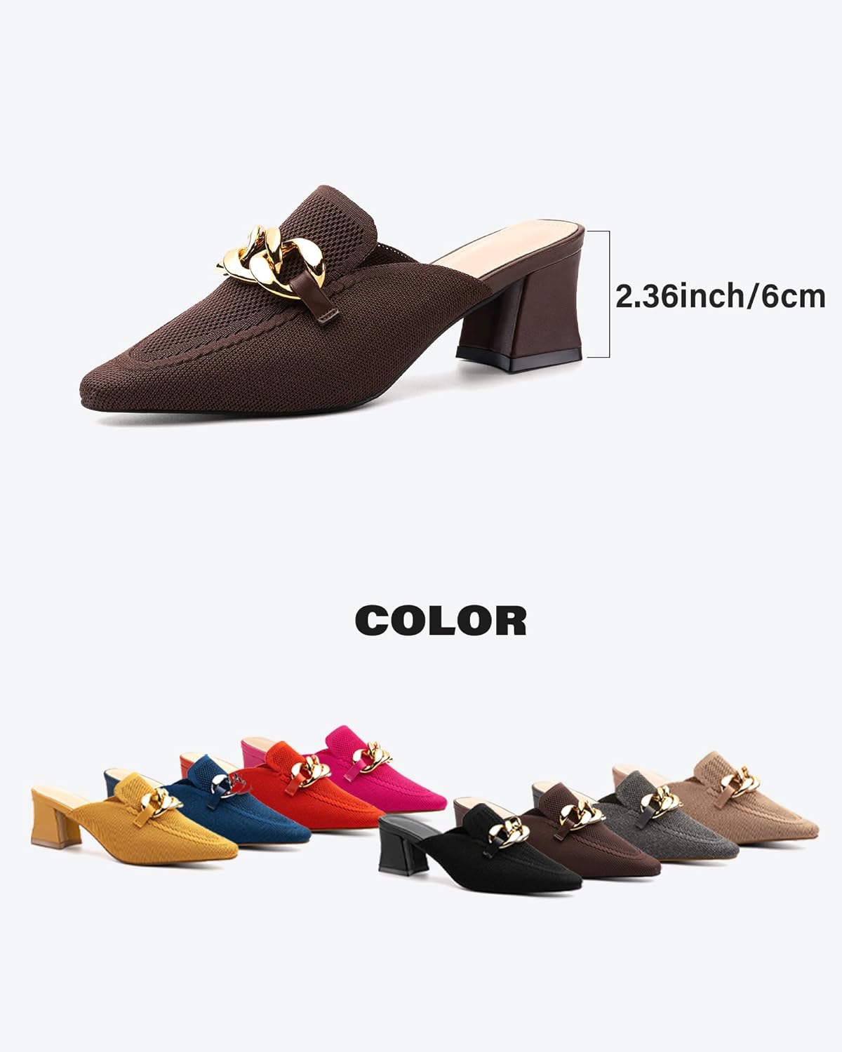 NEWBELLA Women's Pointed Toe Heeled Mules - Image 6