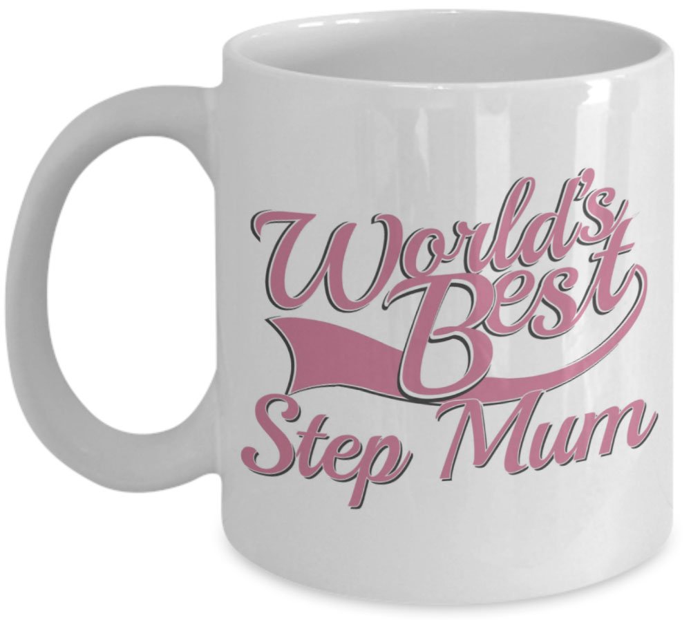 Shaniztoons White,Pink Step Mum World's Best Pink Mother's Day Novelty Gift Mug