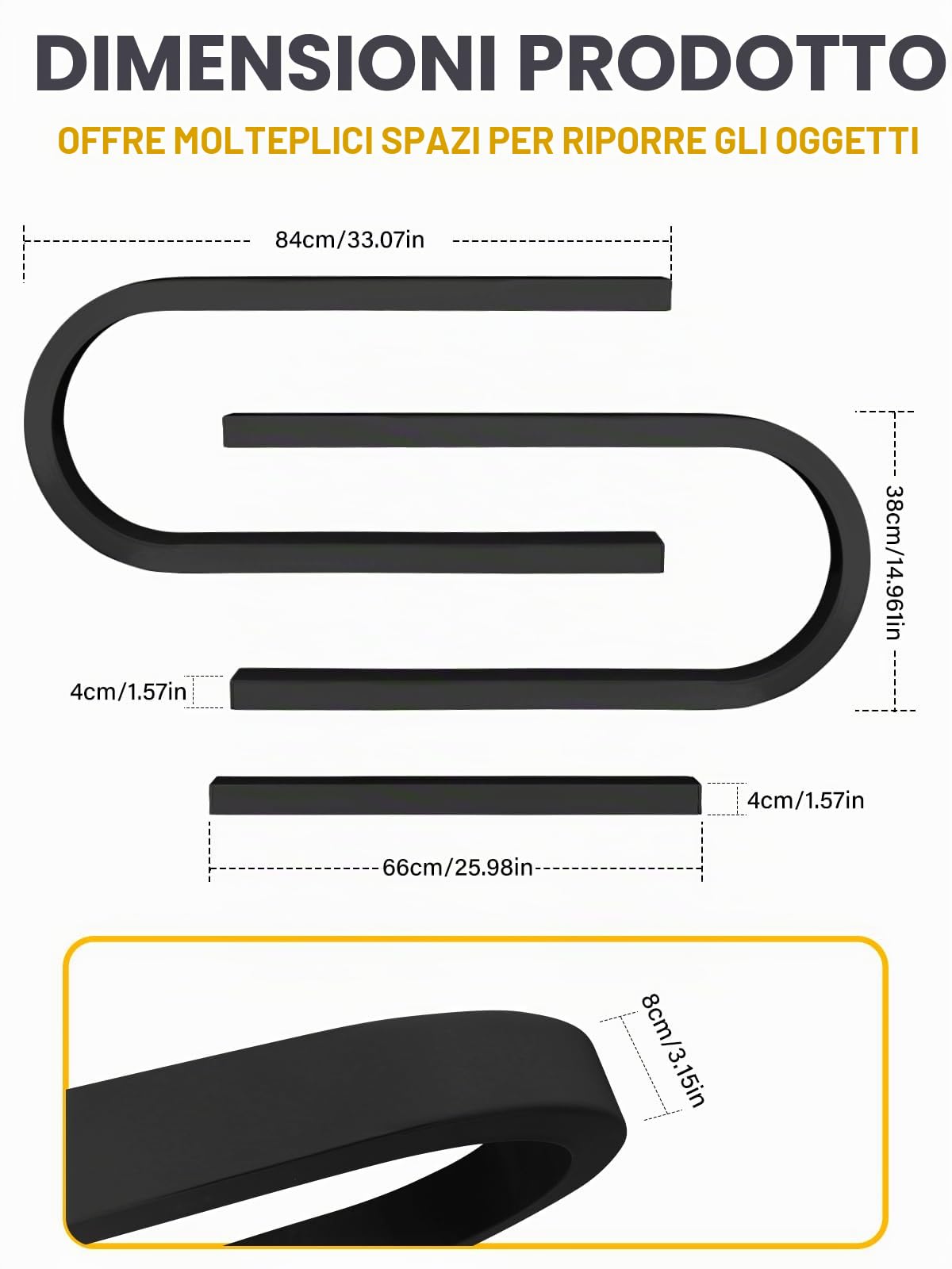 U forma Scaffali Porta Smalti Unghie Montati Parete Metallo, Kalolary 6 pezzi Espositore Nero Cosmetici Espositore Mensola Parete Profumi Organizer Oli Essenziali Flaconi Smalto Unghie Spa Salone