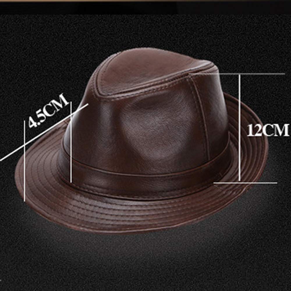 Sombrero unisex de cuero vacuno para hombre, sombrero de jazz para hombre de otoño e invierno, sombrero de copa, gorra de mediana edad