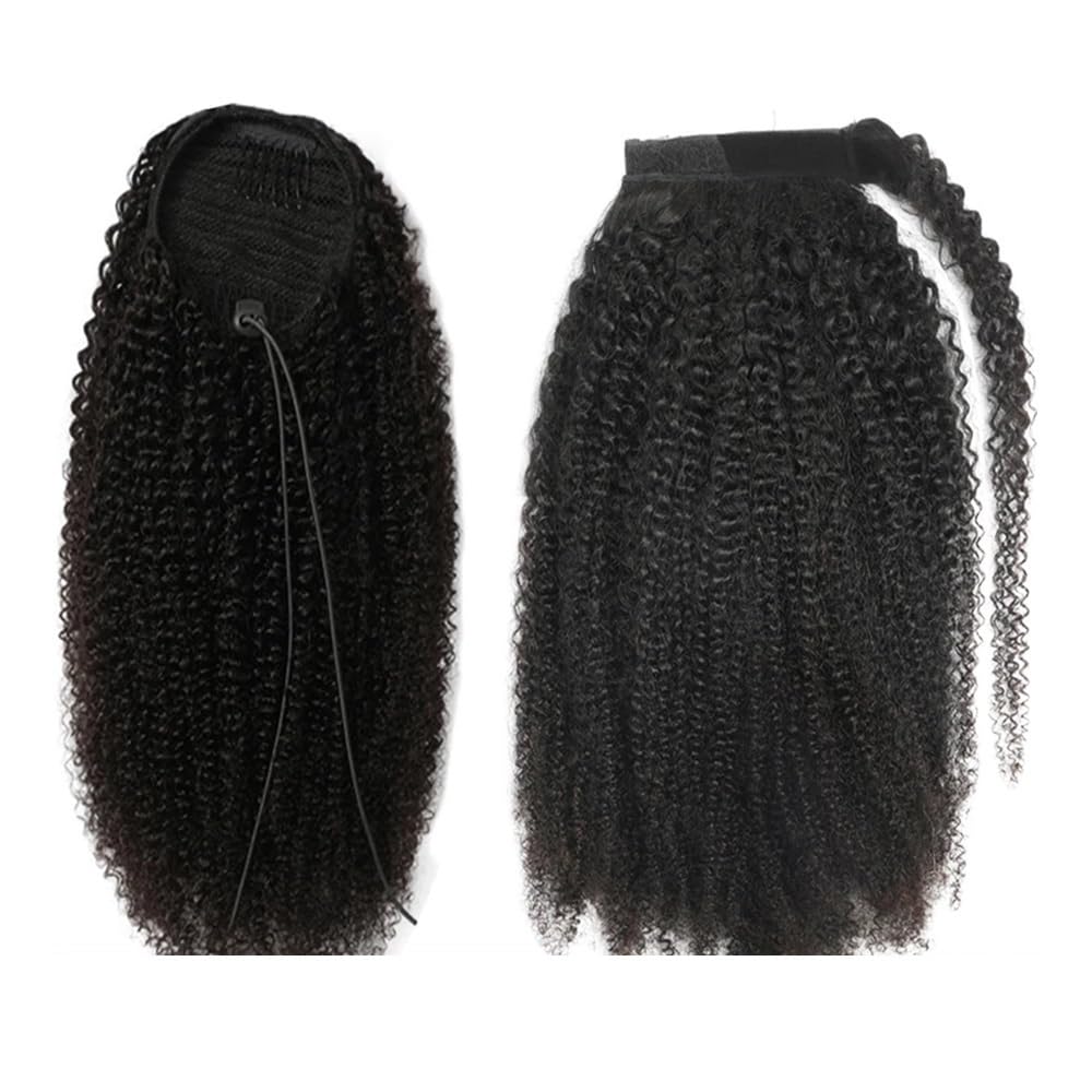 Ponytail Extension Extensions de cheveux humains Remy à enrouler, queue de cheval afro crépue et bouclée, longueur 25 à 60 cm(12inch)