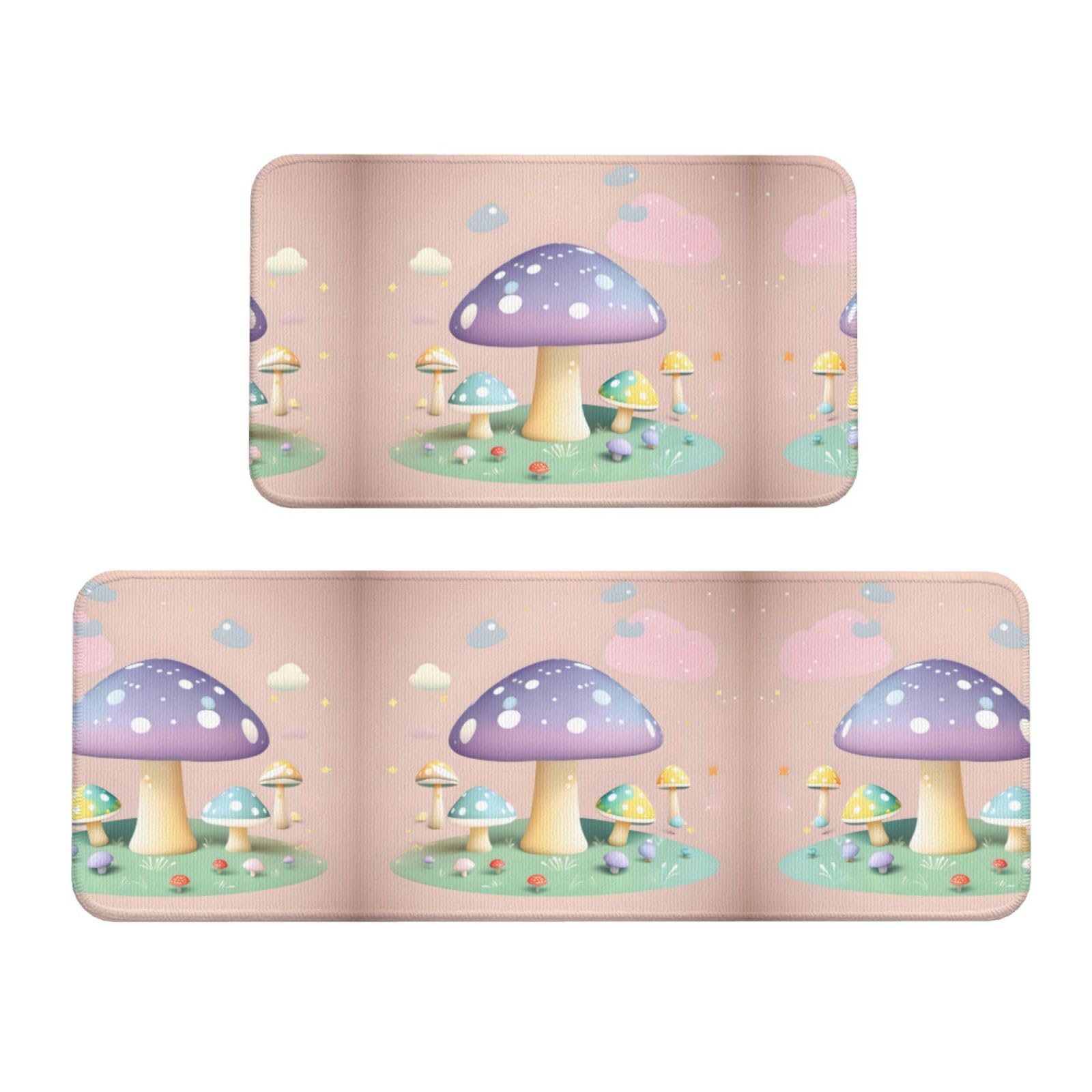 Tapis de cuisine antidérapants motif champignons pour décorer la buanderie et l'entrée