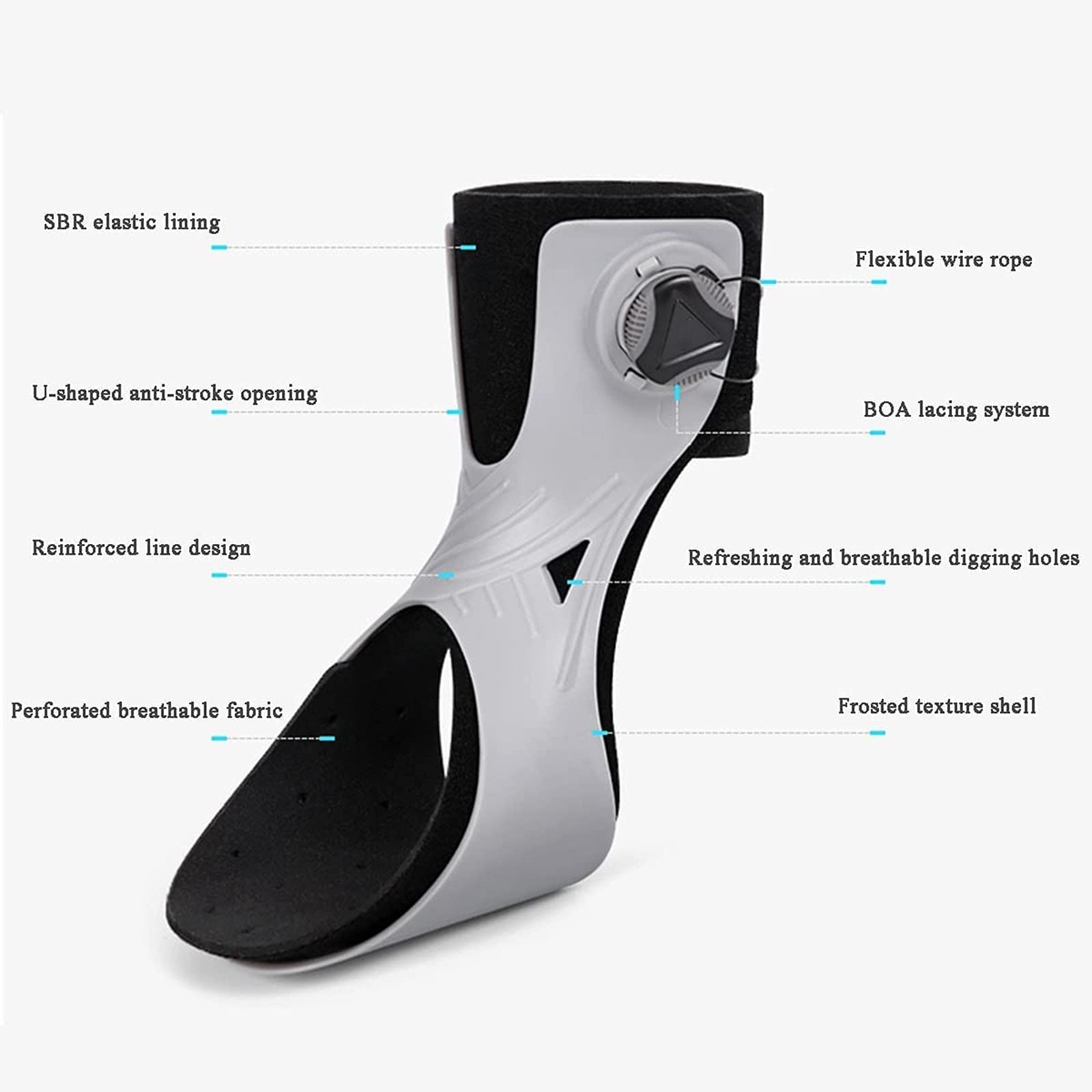 REHOOF Drop Foot Brace Orthese, Plantarfasziitis Kompressionsbandage, Riemen Fuß Drop Fuß Nervenverletzung Rehabilitationstraining für Schlaganfall-Hemiplegie Right,Large