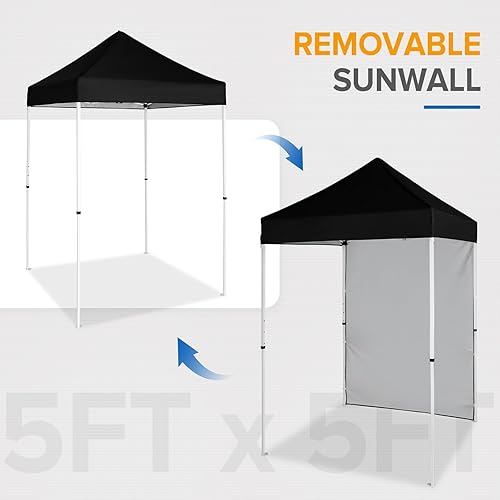 Miniatura 6 de EAGLE PEAK Tienda de campaña portátil con dosel de pierna recta para exteriores con una pared solar extraíble de 5 x 5 pies, bolsa de transporte