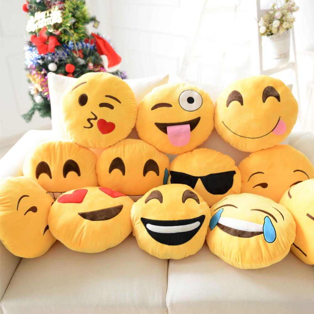 Amazon｜(Smirking Face) - Emoji Round Cushion Pillow, by