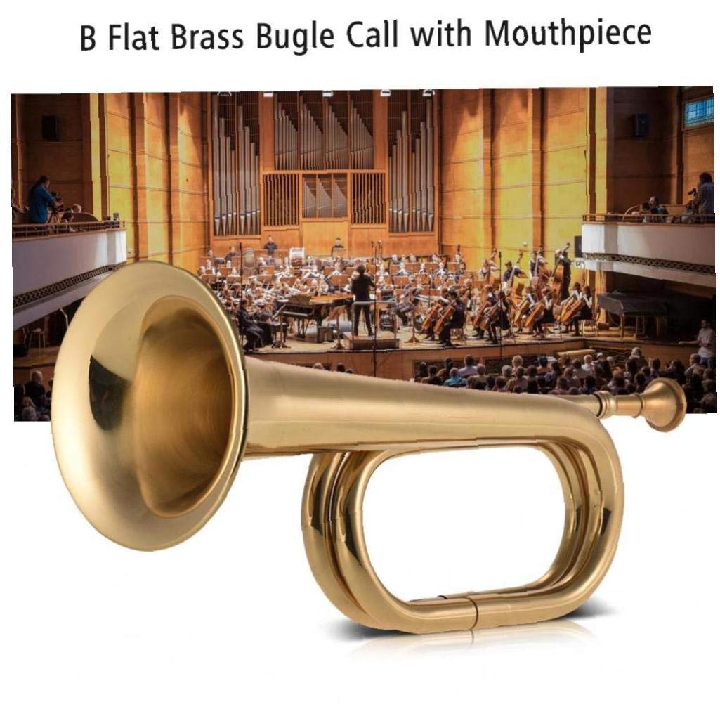 1pc B Flat Brass Trompette avec Embouchure Bugle Call Flat Trompette De Cavalerie Professionnelle Corne Instrument Brass